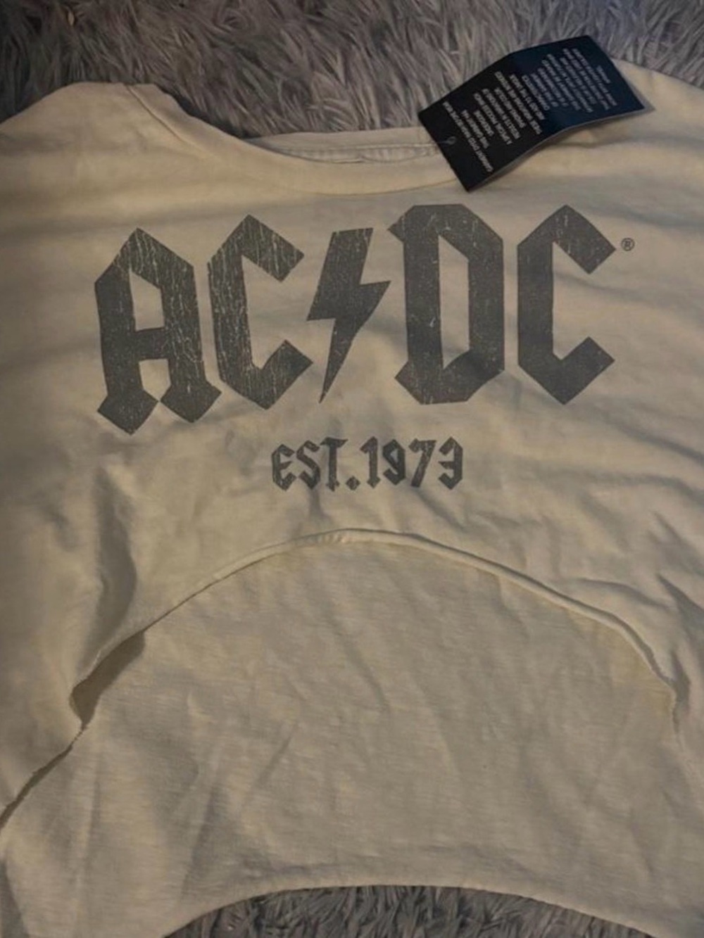 AC/DC Off-White Logo Tee with Gray Print